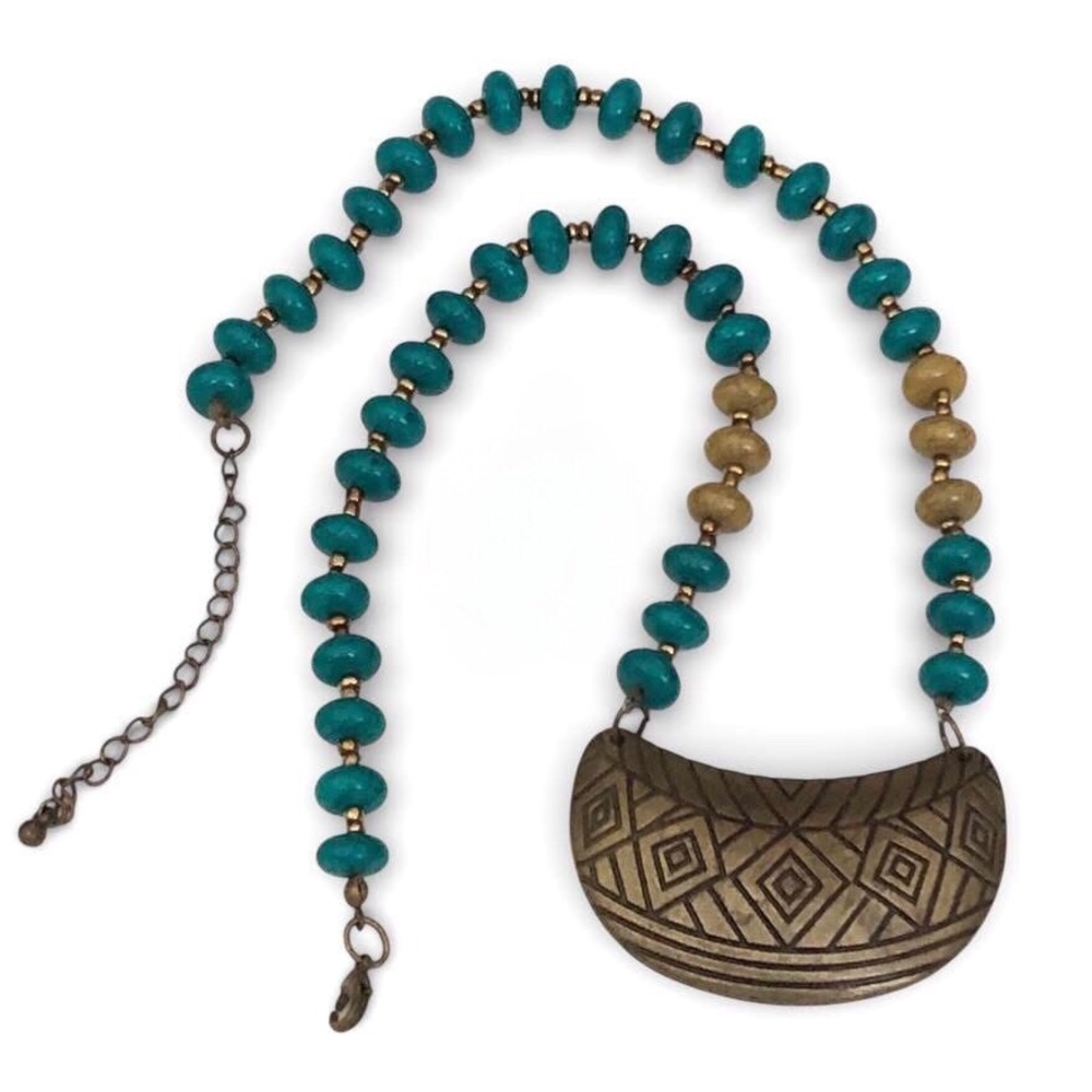 Tribal Cresent Beaded Necklace